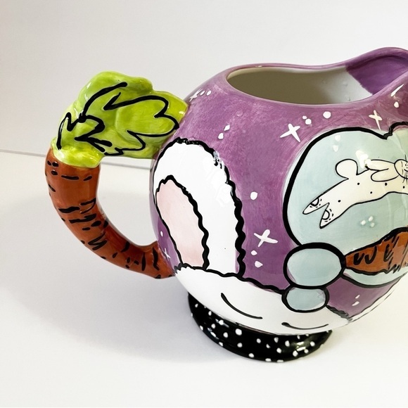 Joanne Delomba for Lostus Bunny Rabbit Pitcher Carrot Handle Whimsical Easter - Picture 3 of 10